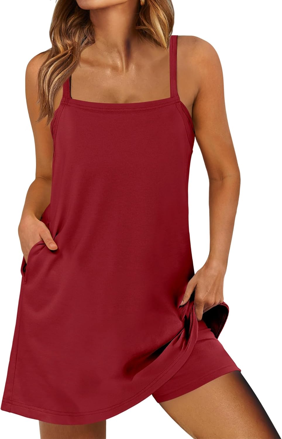 Women Summer Dress 2026 Beach Vacation Outfits Tennis Athletic Workout Romper Dress Built in Shorts Travel Clothes