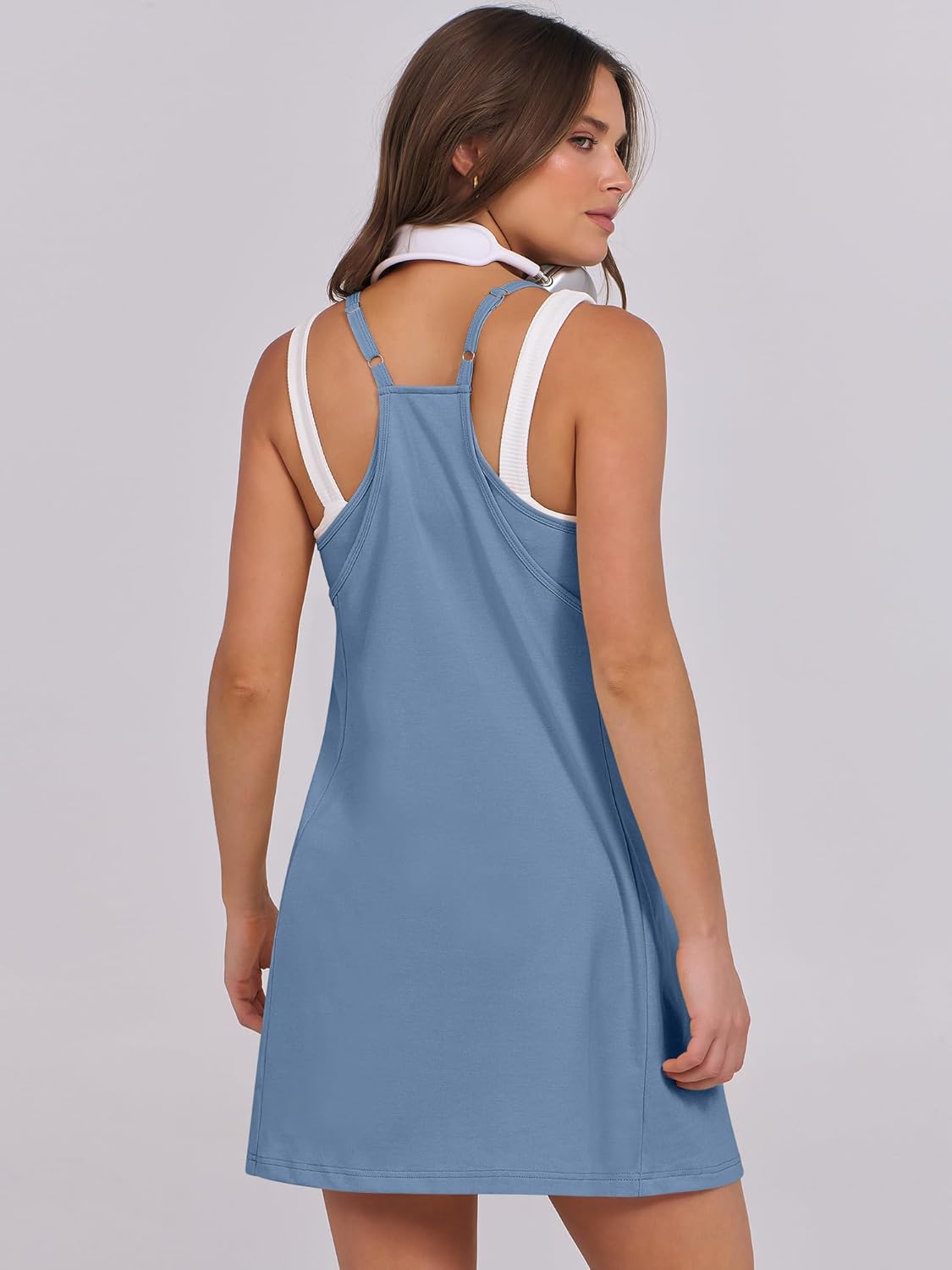 Women Summer Dress 2026 Beach Vacation Outfits Tennis Athletic Workout Romper Dress Built in Shorts Travel Clothes