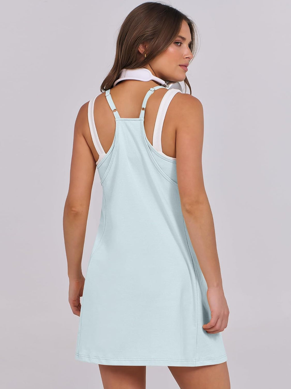 Women Summer Dress 2026 Beach Vacation Outfits Tennis Athletic Workout Romper Dress Built in Shorts Travel Clothes