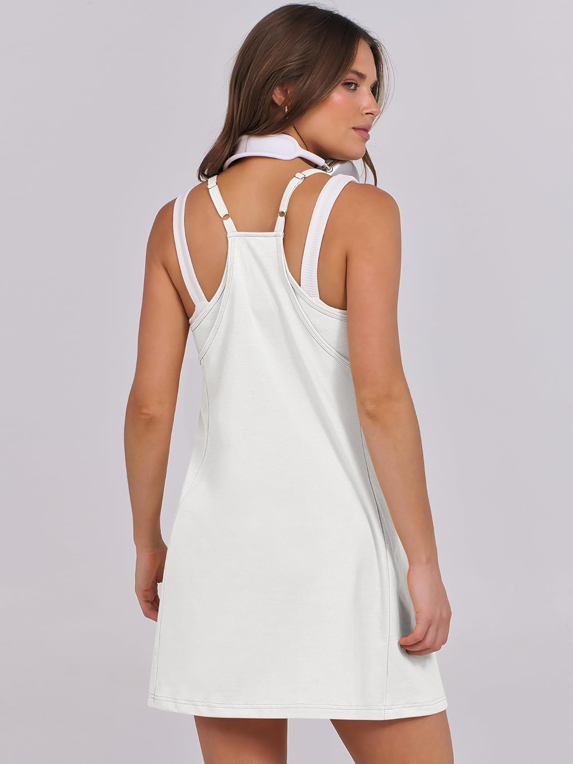 Women Summer Dress 2026 Beach Vacation Outfits Tennis Athletic Workout Romper Dress Built in Shorts Travel Clothes