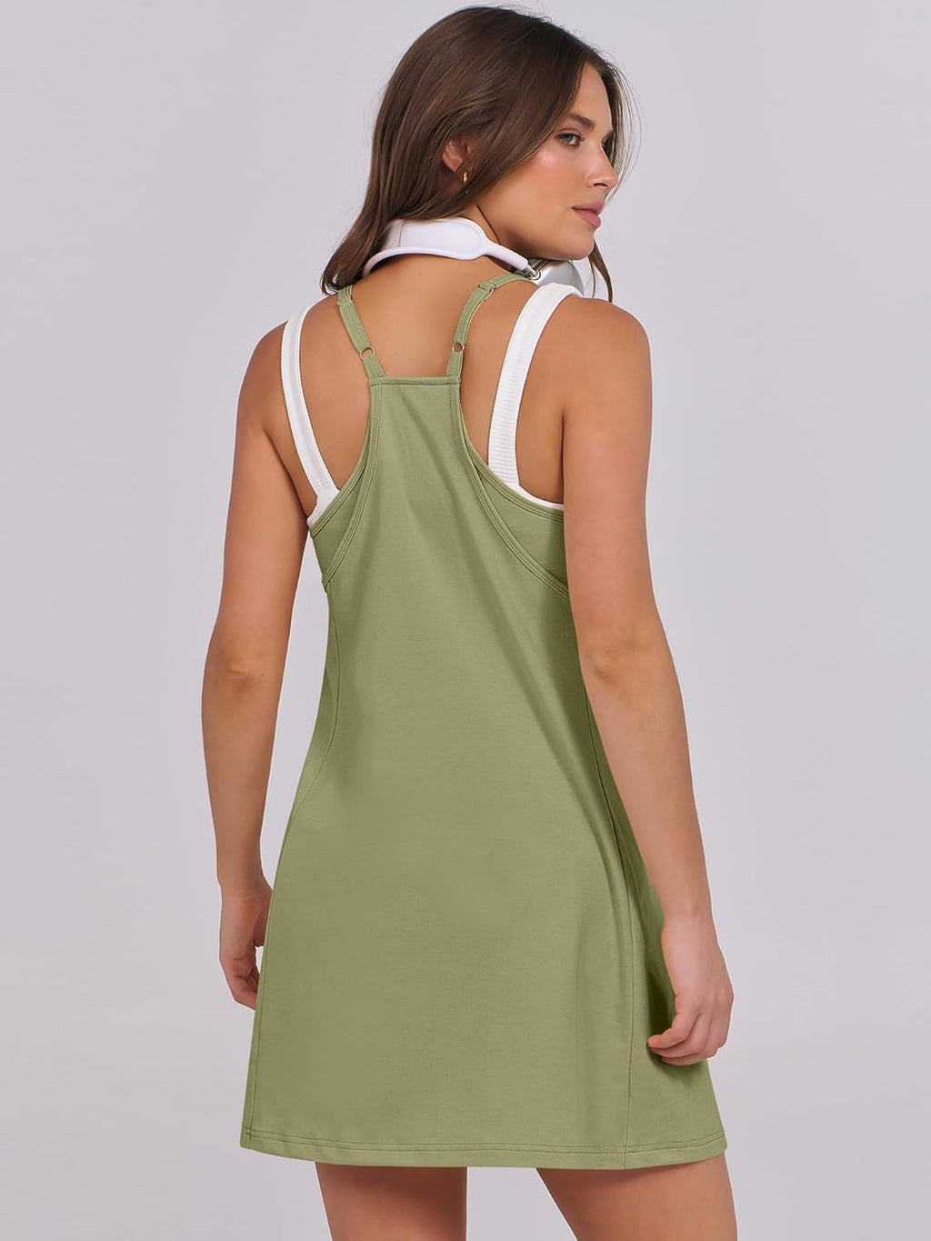 Women Summer Dress 2026 Beach Vacation Outfits Tennis Athletic Workout Romper Dress Built in Shorts Travel Clothes