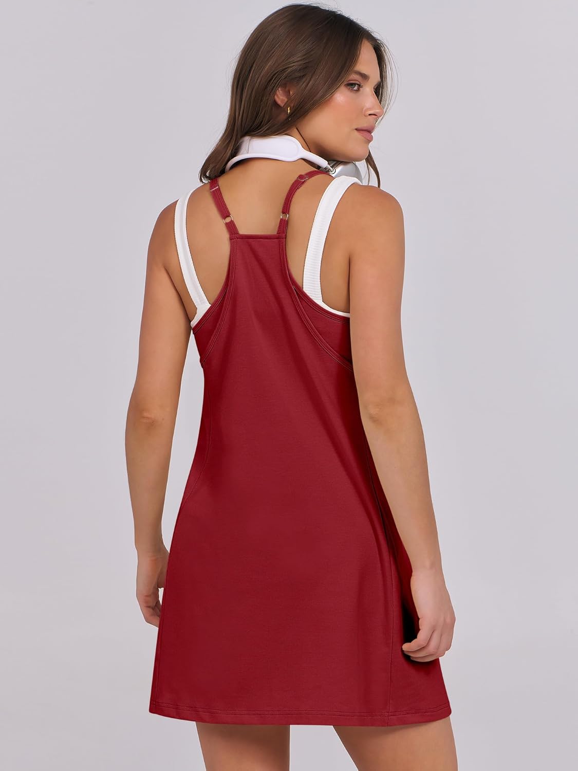 Women Summer Dress 2026 Beach Vacation Outfits Tennis Athletic Workout Romper Dress Built in Shorts Travel Clothes