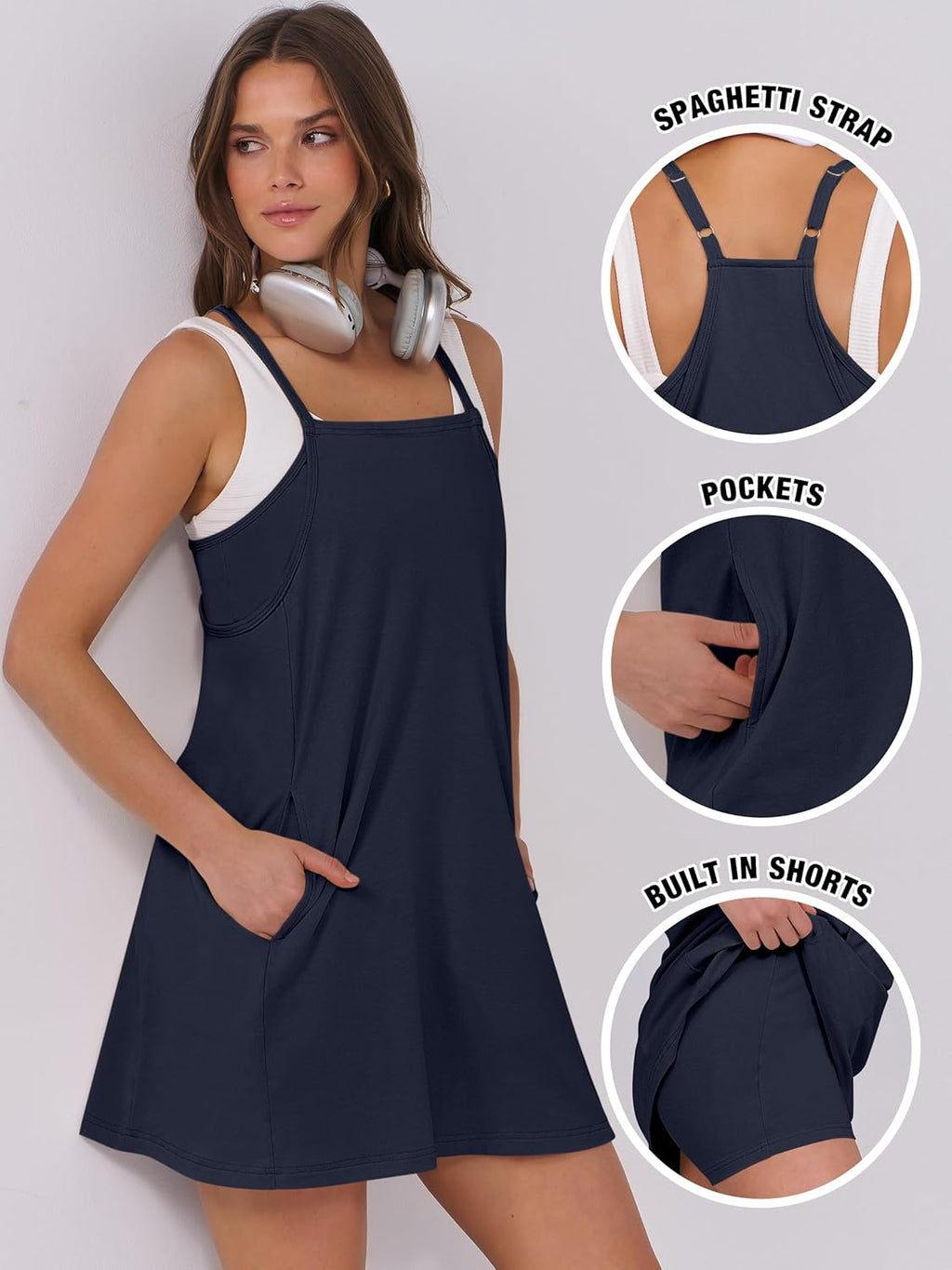 Women Summer Dress 2026 Beach Vacation Outfits Tennis Athletic Workout Romper Dress Built in Shorts Travel Clothes