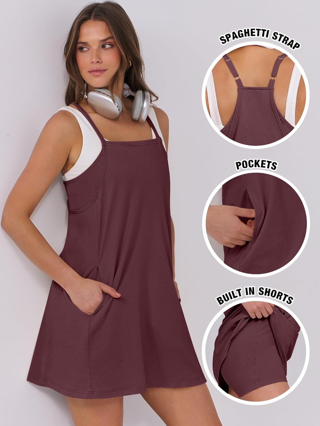 Women Summer Dress 2026 Beach Vacation Outfits Tennis Athletic Workout Romper Dress Built in Shorts Travel Clothes