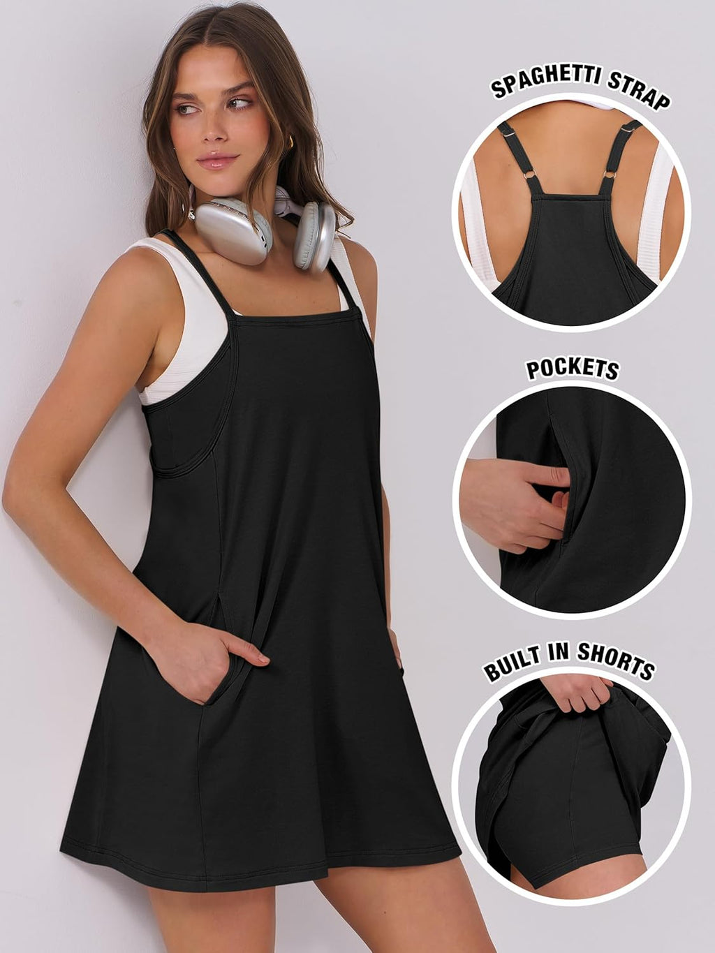 Women Summer Dress 2026 Beach Vacation Outfits Tennis Athletic Workout Romper Dress Built in Shorts Travel Clothes