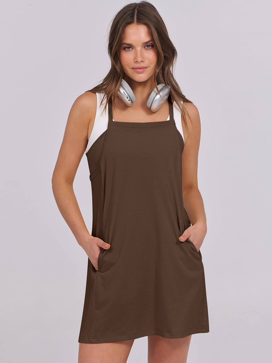 Women Summer Dress 2026 Beach Vacation Outfits Tennis Athletic Workout Romper Dress Built in Shorts Travel Clothes