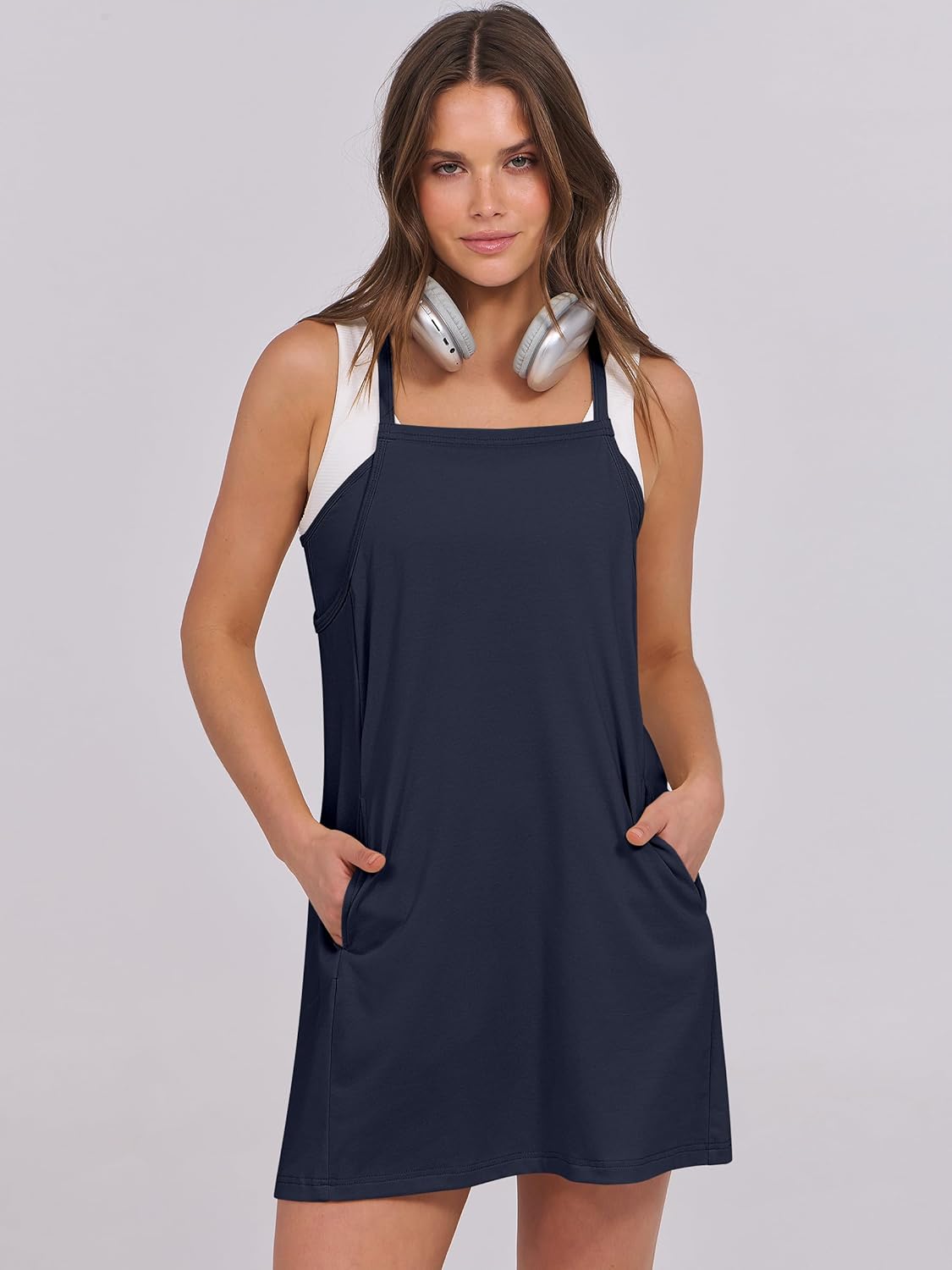 Women Summer Dress 2026 Beach Vacation Outfits Tennis Athletic Workout Romper Dress Built in Shorts Travel Clothes