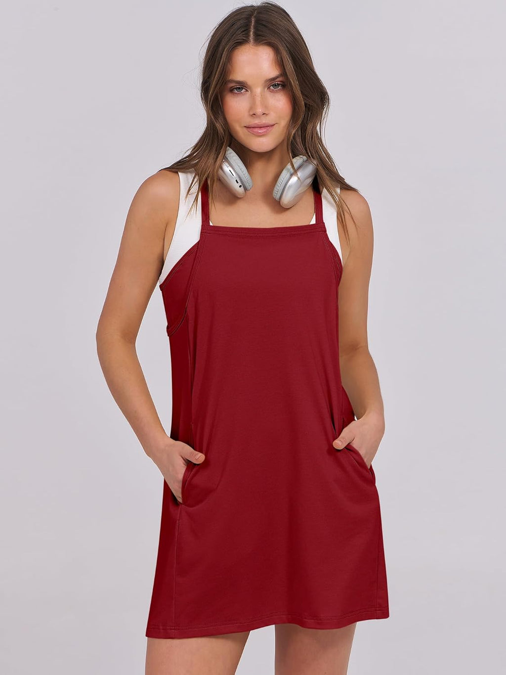 Women Summer Dress 2026 Beach Vacation Outfits Tennis Athletic Workout Romper Dress Built in Shorts Travel Clothes