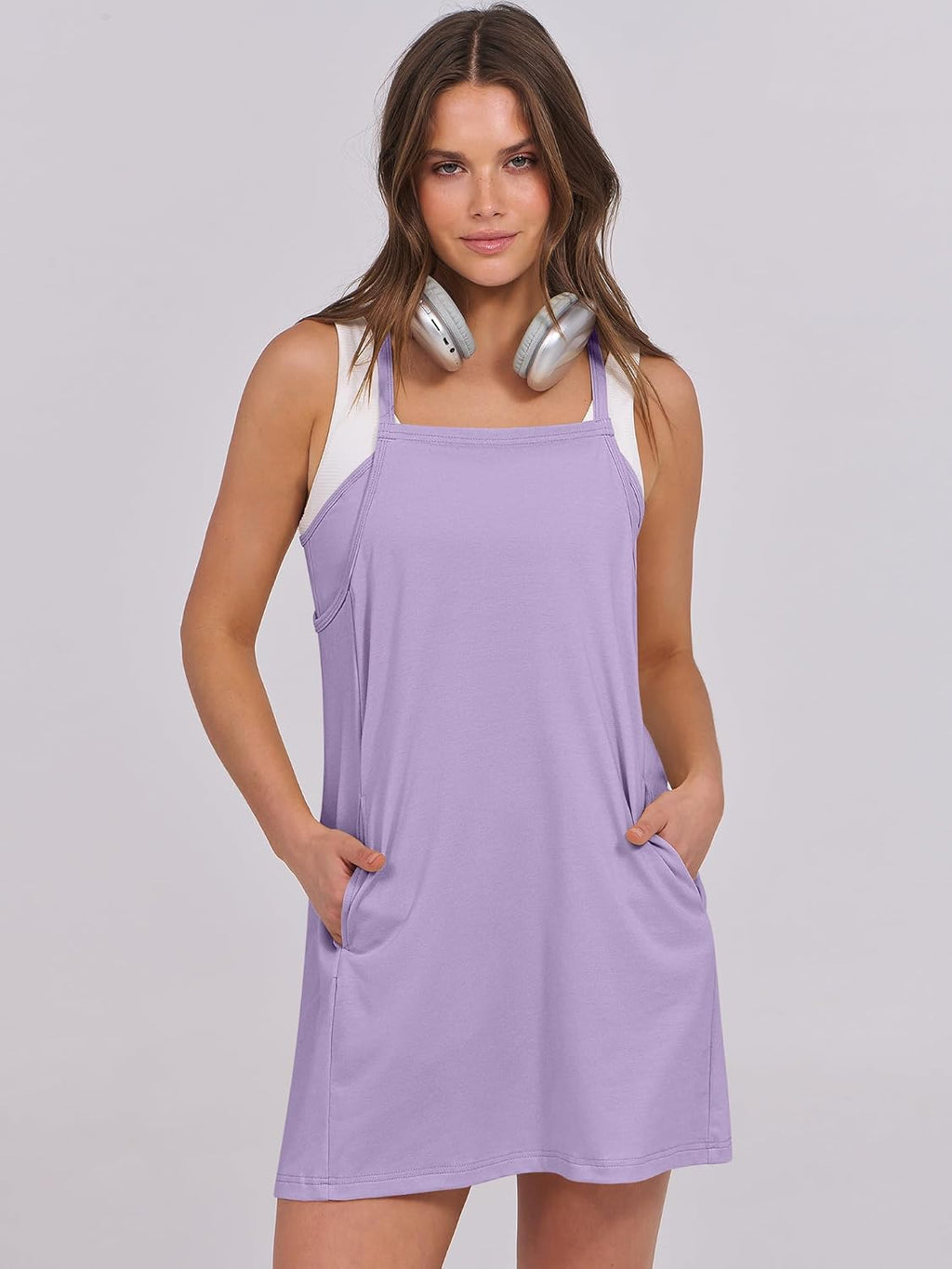 Women Summer Dress 2026 Beach Vacation Outfits Tennis Athletic Workout Romper Dress Built in Shorts Travel Clothes