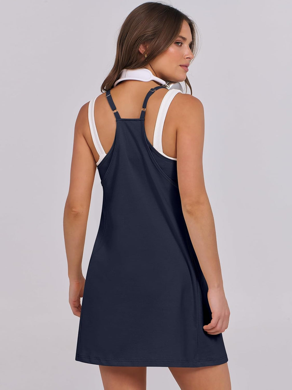 Women Summer Dress 2026 Beach Vacation Outfits Tennis Athletic Workout Romper Dress Built in Shorts Travel Clothes