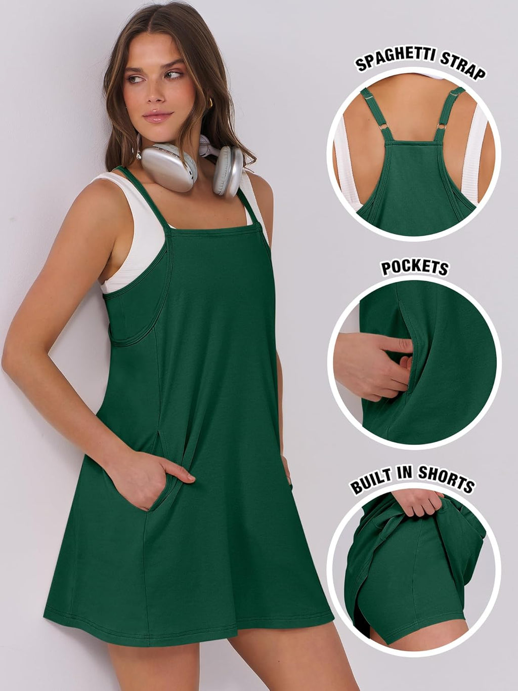 Women Summer Dress 2026 Beach Vacation Outfits Tennis Athletic Workout Romper Dress Built in Shorts Travel Clothes