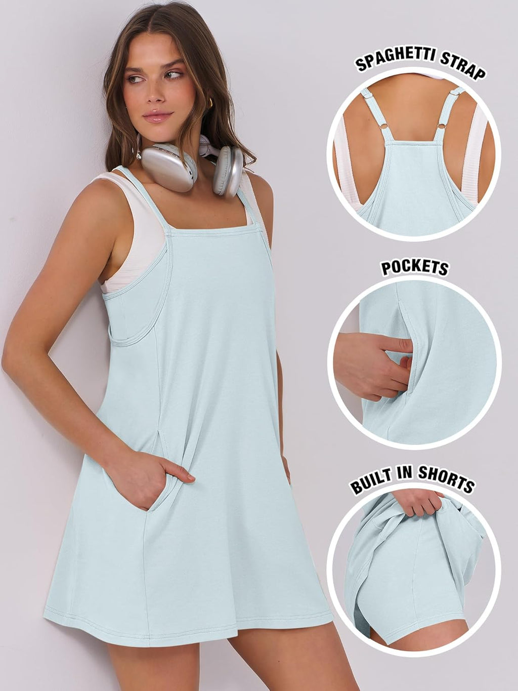 Women Summer Dress 2026 Beach Vacation Outfits Tennis Athletic Workout Romper Dress Built in Shorts Travel Clothes