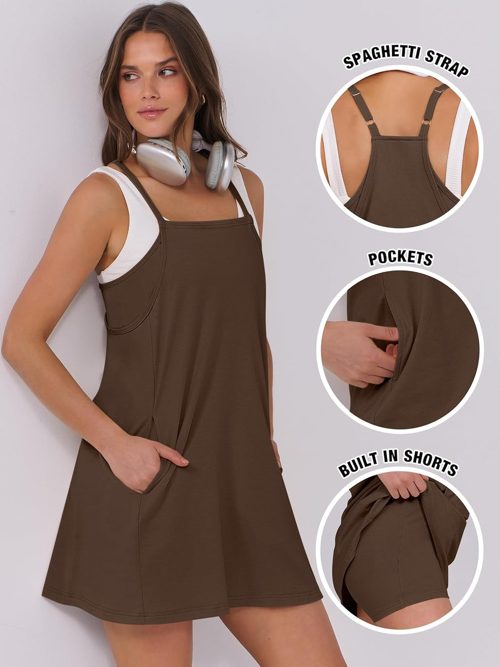 Women Summer Dress 2026 Beach Vacation Outfits Tennis Athletic Workout Romper Dress Built in Shorts Travel Clothes