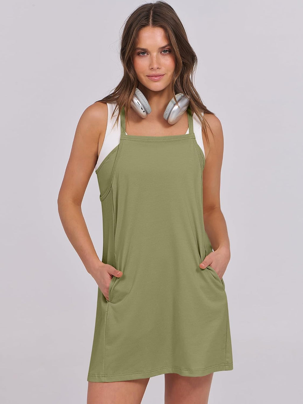 Women Summer Dress 2026 Beach Vacation Outfits Tennis Athletic Workout Romper Dress Built in Shorts Travel Clothes