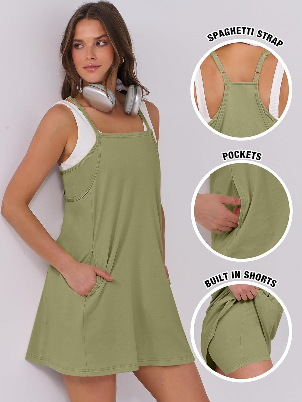 Women Summer Dress 2026 Beach Vacation Outfits Tennis Athletic Workout Romper Dress Built in Shorts Travel Clothes