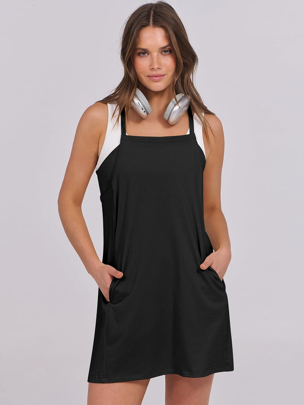 Women Summer Dress 2026 Beach Vacation Outfits Tennis Athletic Workout Romper Dress Built in Shorts Travel Clothes