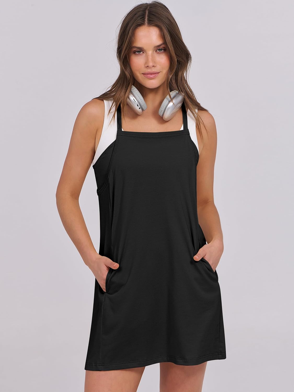 Women Summer Dress 2026 Beach Vacation Outfits Tennis Athletic Workout Romper Dress Built in Shorts Travel Clothes