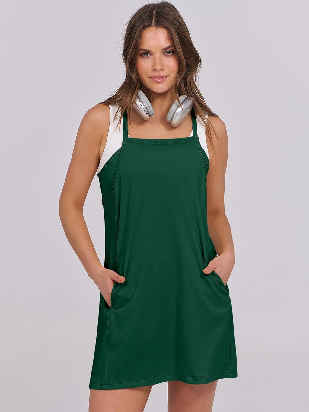 Women Summer Dress 2026 Beach Vacation Outfits Tennis Athletic Workout Romper Dress Built in Shorts Travel Clothes