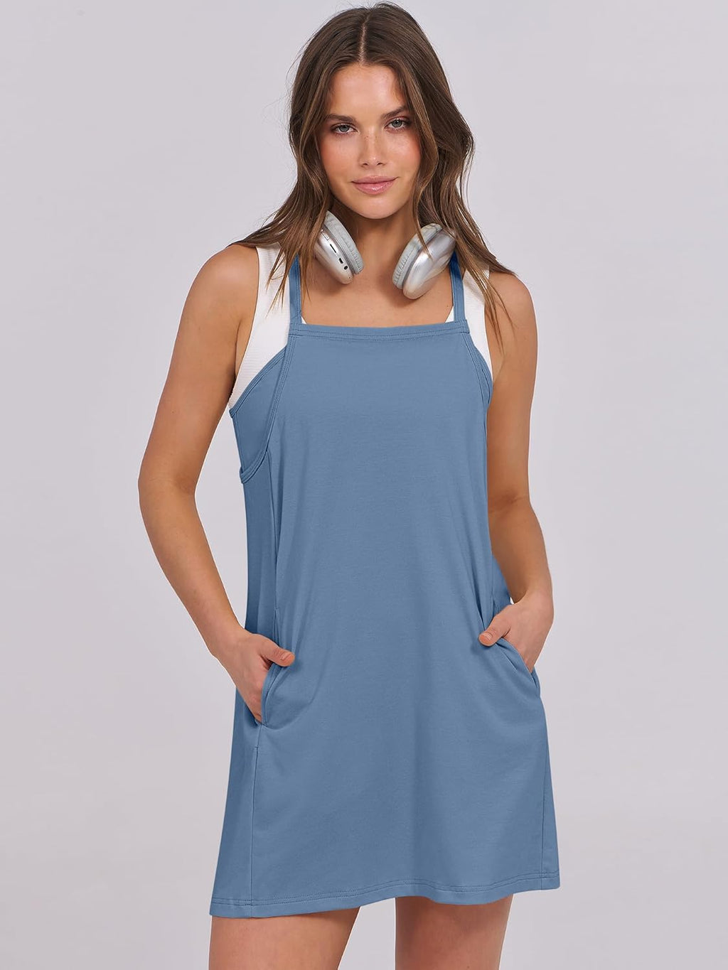 Women Summer Dress 2026 Beach Vacation Outfits Tennis Athletic Workout Romper Dress Built in Shorts Travel Clothes